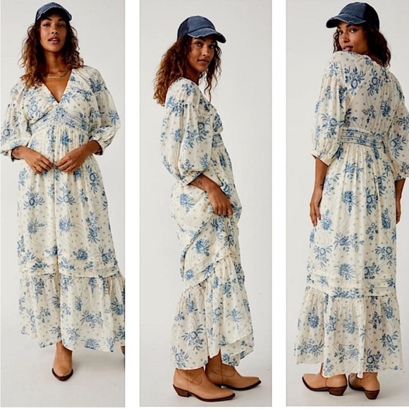 Free People Golden Hour Maxi Dress Tea Combo Size M NEW - Picture 7 of 16